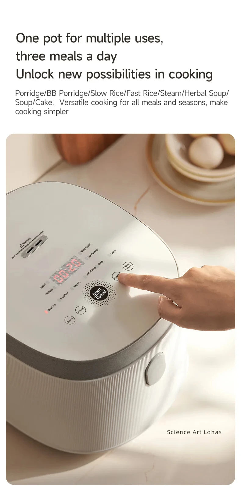 2.5L Electric Rice Cooker Titanium Liner for 2-3 People Mini MultiCooker Smart Steamed Rice Kitchen Machine 220V