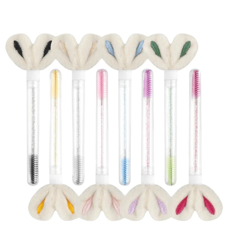 10pcs Tube Eyelash Brush Lash Extension Makeup Brushes Eyebrow Comb Rabbit Ears Designer False Eyelashes Microbrush Beauty Tool