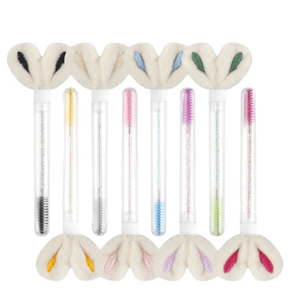 10pcs Tube Eyelash Brush Lash Extension Makeup Brushes Eyebrow Comb Rabbit Ears Designer False Eyelashes Microbrush Beauty Tool