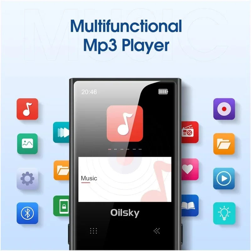 Oilsky 64GB MP3 Player Portable Digital Lossless Music Player with Bluetooth 5.0 FM Radio Built-in Speaker Touch Button Voice