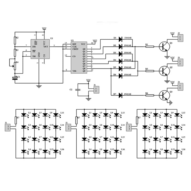 DIY Electronic Welding Practice Kit NE555 Red, White And Blue Flash LED Alarm Light Strobe Module Production Design Kit