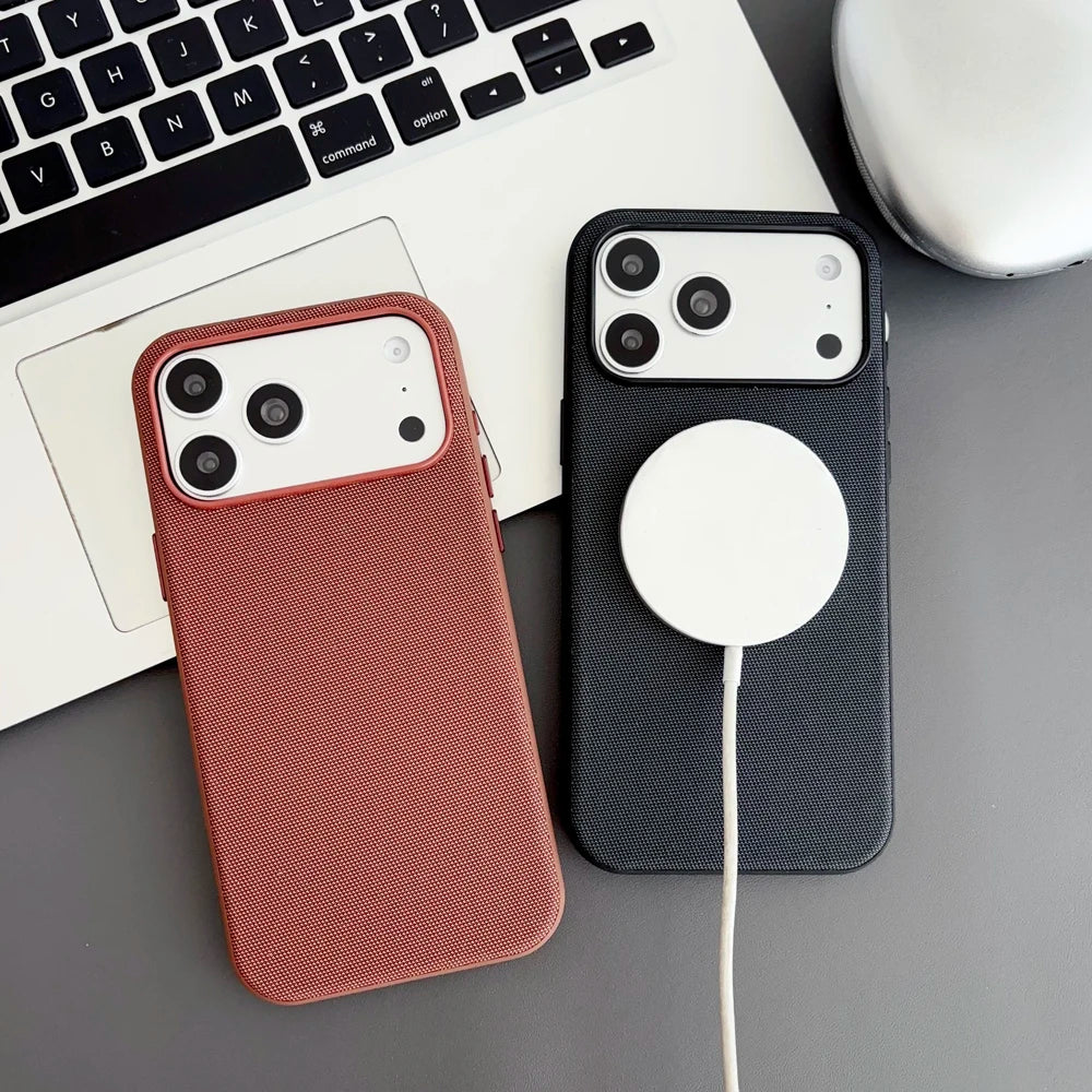 Magnetic Tech Woven Case For iPhone 17 Air 16 15 14 13 Pro Max TechWoven For Magsafe Wireless Charging Shockproof Cover