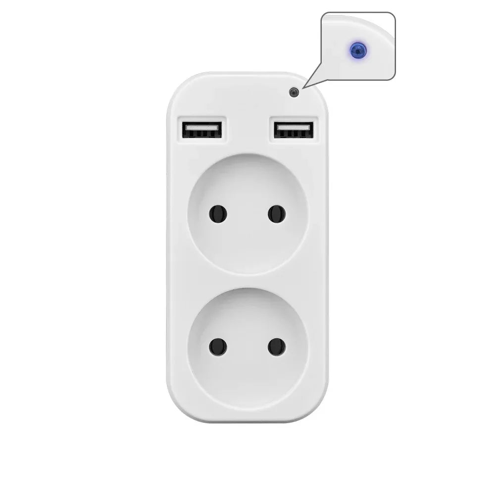 2025 New Upgrade European Plug Socket EU Plug Adapter With 2 USB Outlet Charger Multi Function Travel Charger For Phones Tablets