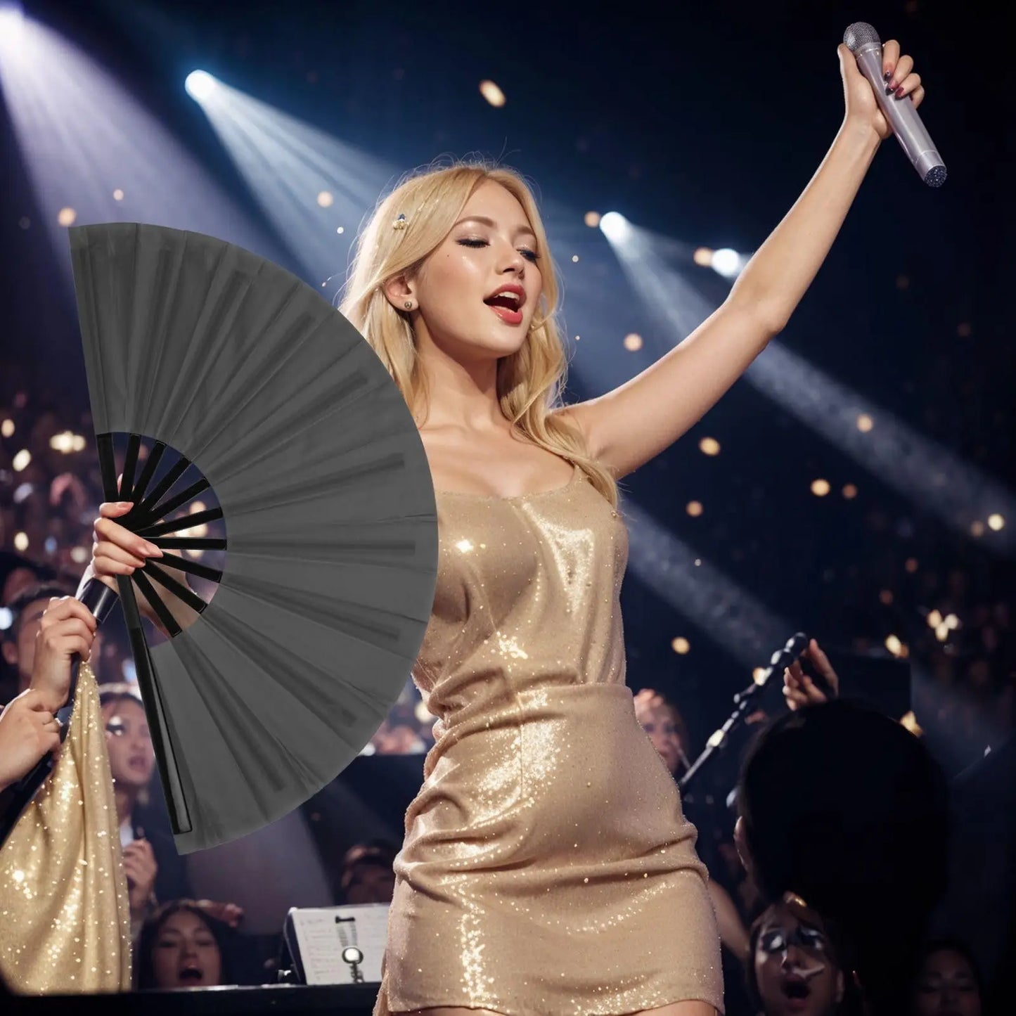 Boots on The Ground Clack Fan, 2025 New Large Holographic Folding Hand  Line Dance Popping Fan,Clap Fans for Line Dancing