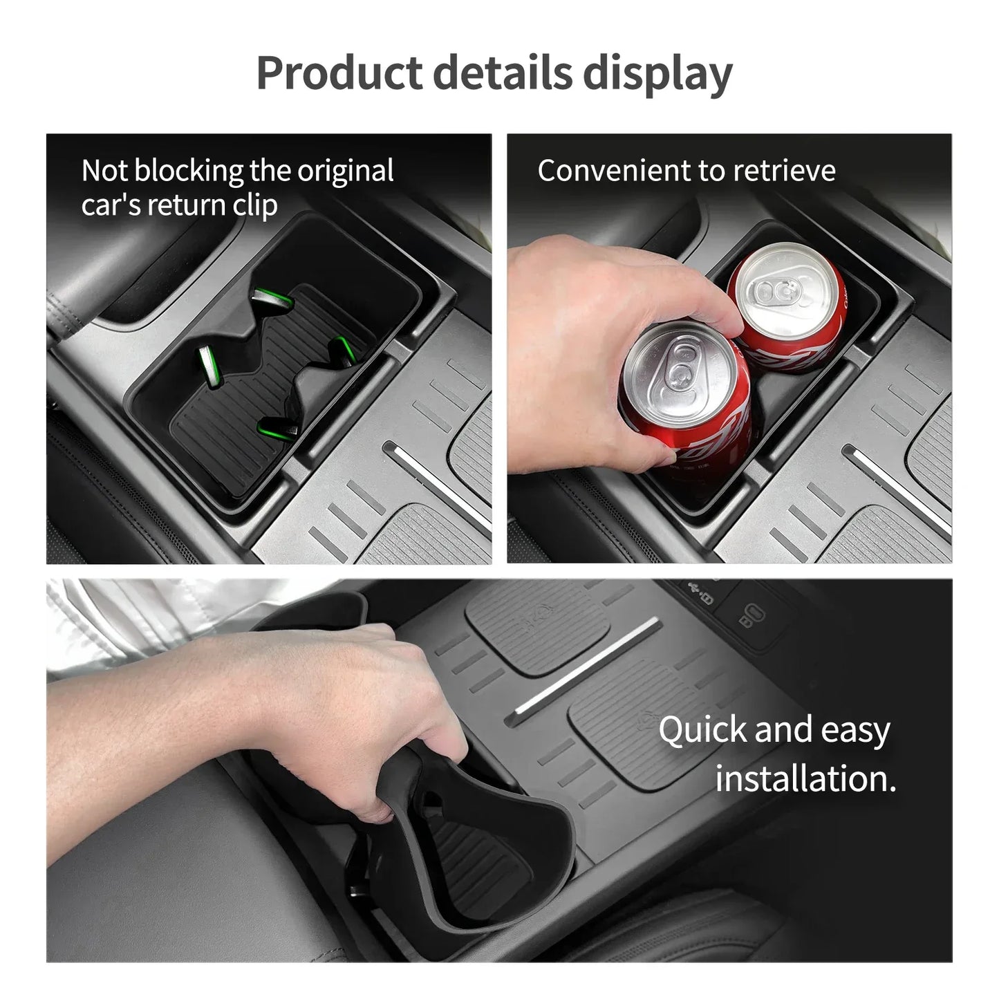 for Hyundai Santa Fe 2024 2025 Water Cup Holder Car Accessories Silicone Shock-Absorbing Drinks Holder Storage Box Tidying Tray