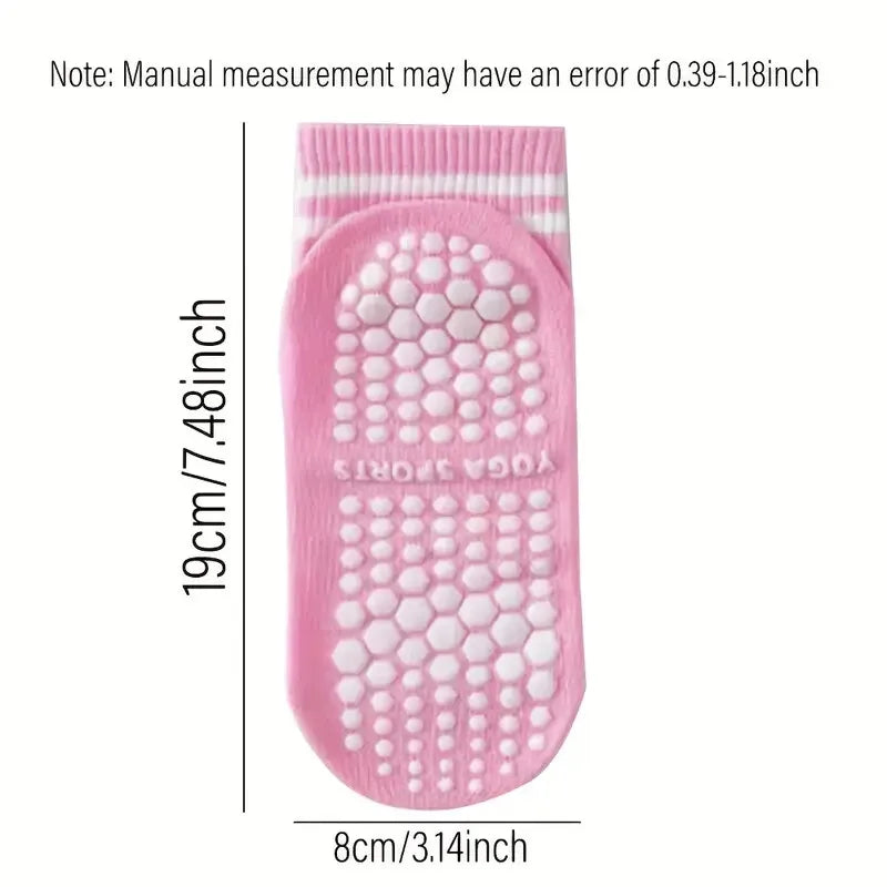 Grip Socks for Women Non Slip Pilates Yoga Socks with Double Stripes Non Slip Socks for Workout Ballet Athletic Socks