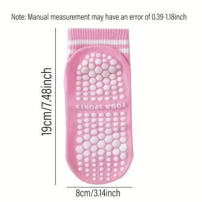 Grip Socks for Women Non Slip Pilates Yoga Socks with Double Stripes Non Slip Socks for Workout Ballet Athletic Socks