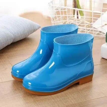 Women's Short Rain Shoes Non-slip Waterproof Rubber Boots Durable Wear-resistant Rain Boots Fleece Lined Warm Shoes Wholesale