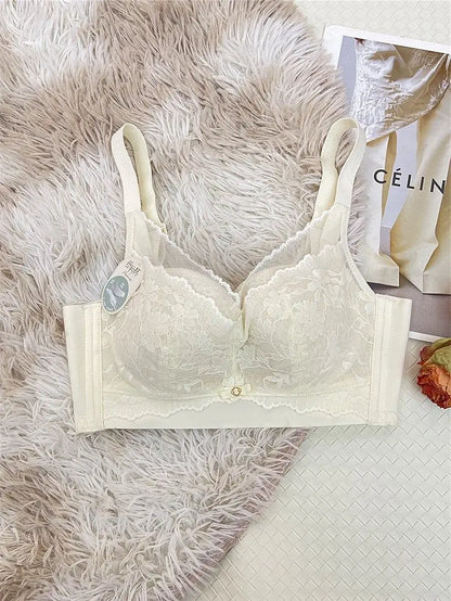 Victoria Style Lace Bra Large Chest Minimizer Ultra Thin Cup Wireless Comfort Push Up Sexy Lingerie Seamless No Underwire MOYISU