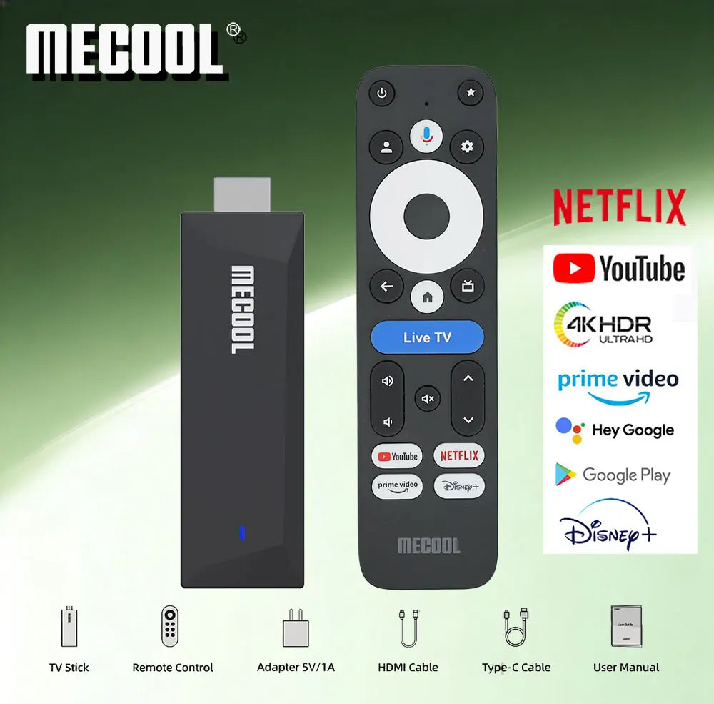MECOOL MEgo 1 Android TV Stick Reltek Quad-core 8GB Google TV Sticks 2K Dolby Netflix TV Box 2025 High Quality Consoles ip tv