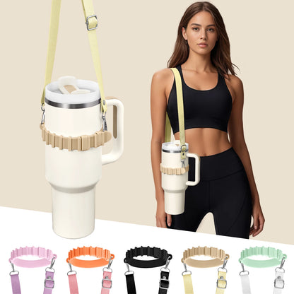 Eary Silicone Portable Water Bottle Carry Strap Handle Adjustable Water Bottle Sling Carrier With Strap Universal Cup Accessory