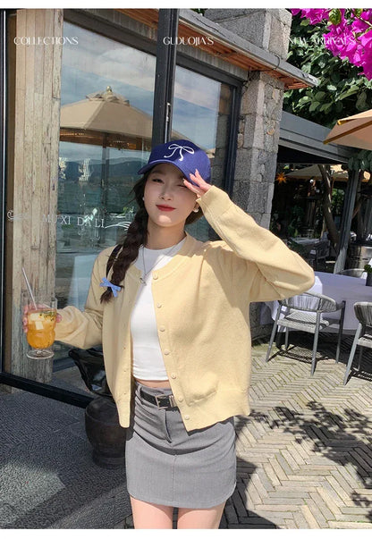 2025 Autumn Winter Knitted Cardigans Women Long Sleeve Tops O Neck Single Breasted Solid Soft Sweaters Mujer
