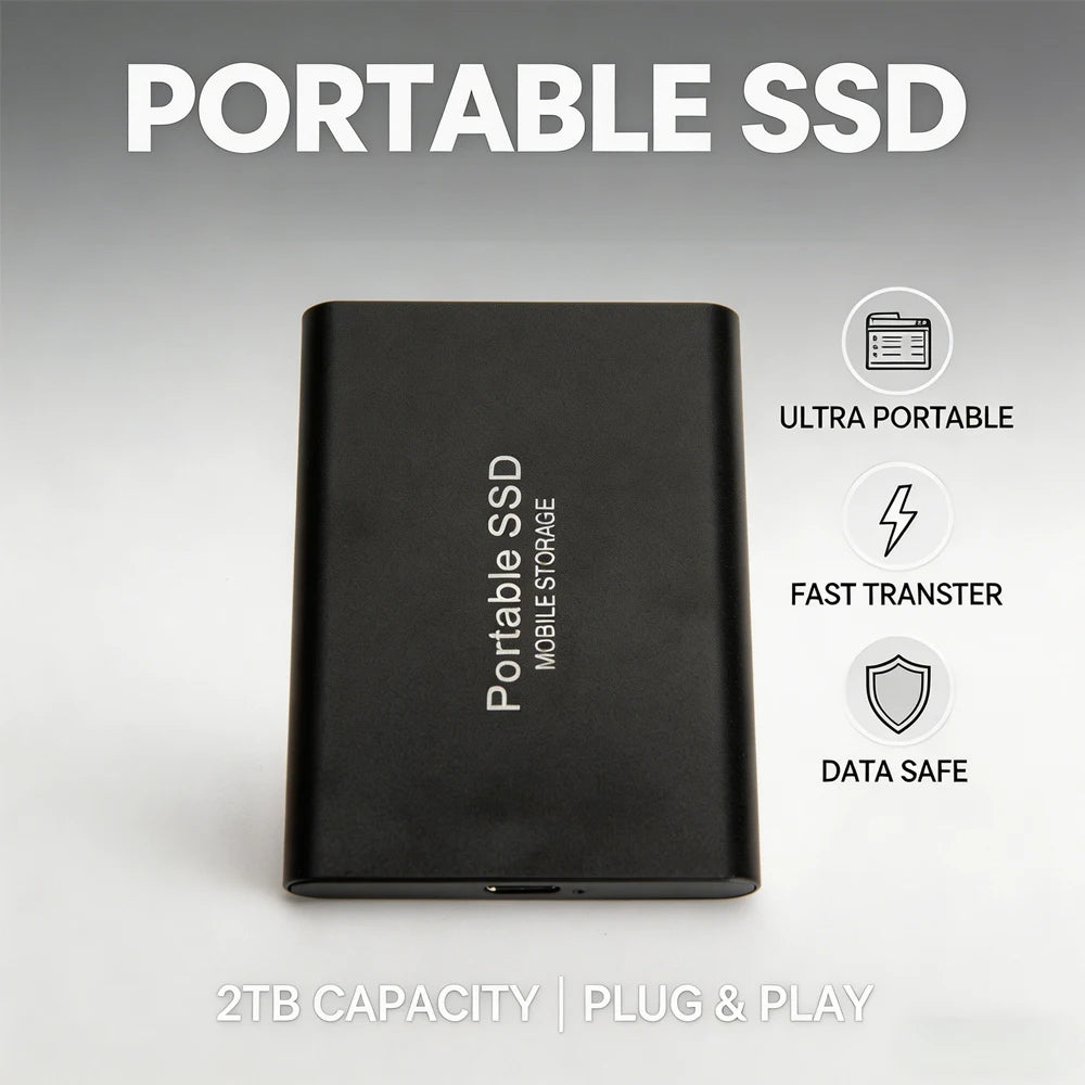 Highly cost-effective external hard drive, durable, efficient, and portable, with 256TB high-speed USB 3.1 Type C