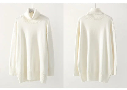 Winter Pink Turtleneck Sweaters Women Oversized Autumn Warm Women's Jumper Loose Basic White Turtleneck For Women Pullovers