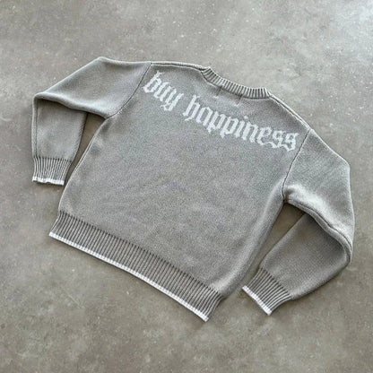 Round Neck Knitted Loose Pullover Oversized Men Full Sleeve Sweater Gothic Embroidery Daily Street Commute Y2k Outfits