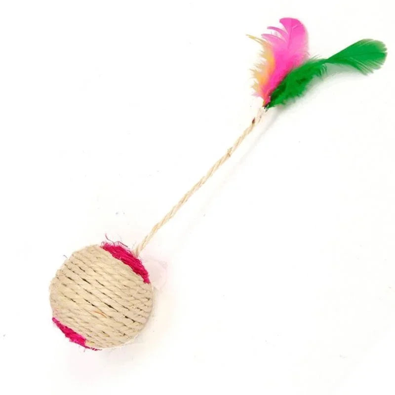 1Pc Cat Toy Sisal Scratching Ball Training Toy for Kitten Pet Cat Supplies Feather Toy Cat Toys Interactive Pet Products