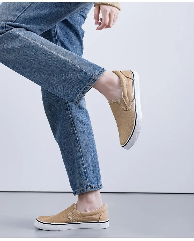 Hand-Painted Canvas Shoes Elastic Unisex Spring 2025 Style Korean Version Flat Heel Breathable Cotton Lined All-Season Footwear