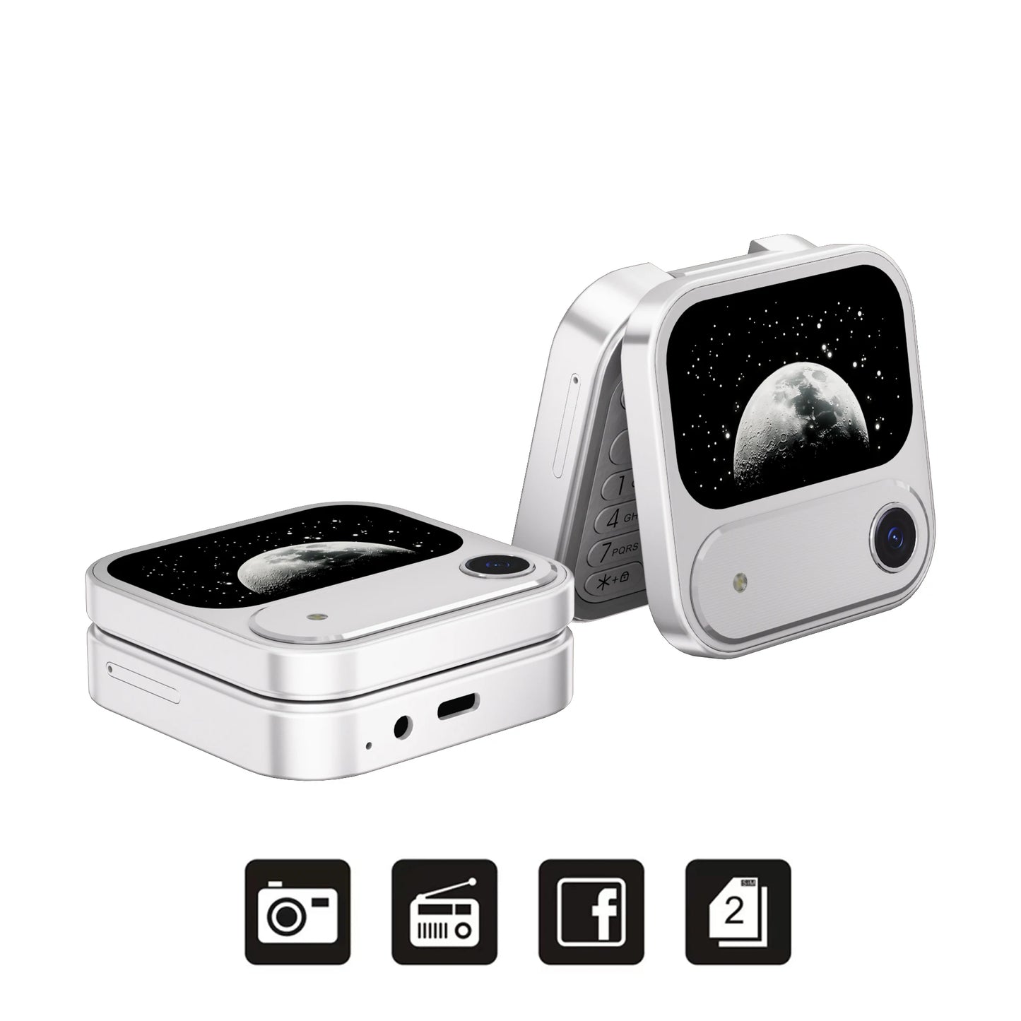SERVO i17 AIR Mini Foldable Mobile Phone 2G GSM 1.77" Display Magic Voice Speed Dial FM Radio 2 SIM Card Small Square Cellphones