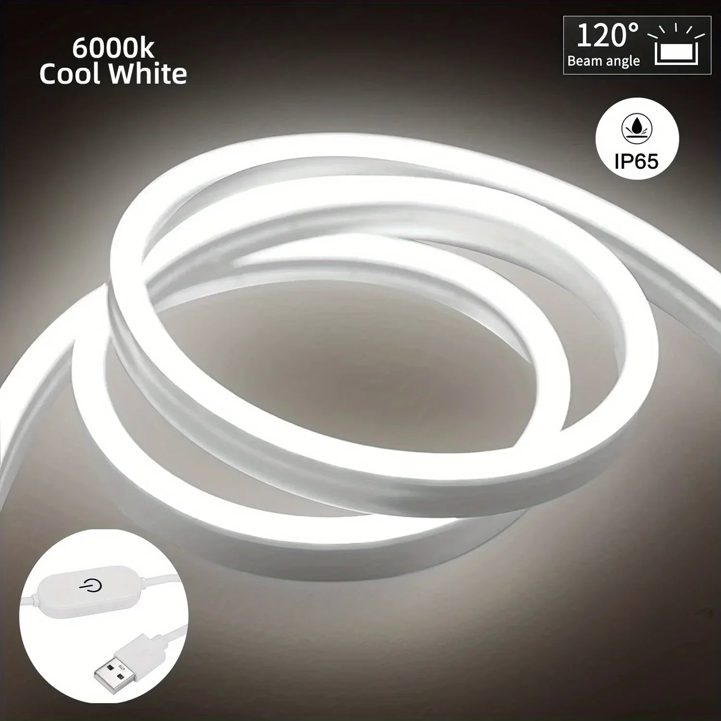 Neon LED Light Strip Smart Touch Sensor Switch Dimmable Neon Sign Flexible Led Ribbon Waterproof Rope Tube Lamp Backlight Decor