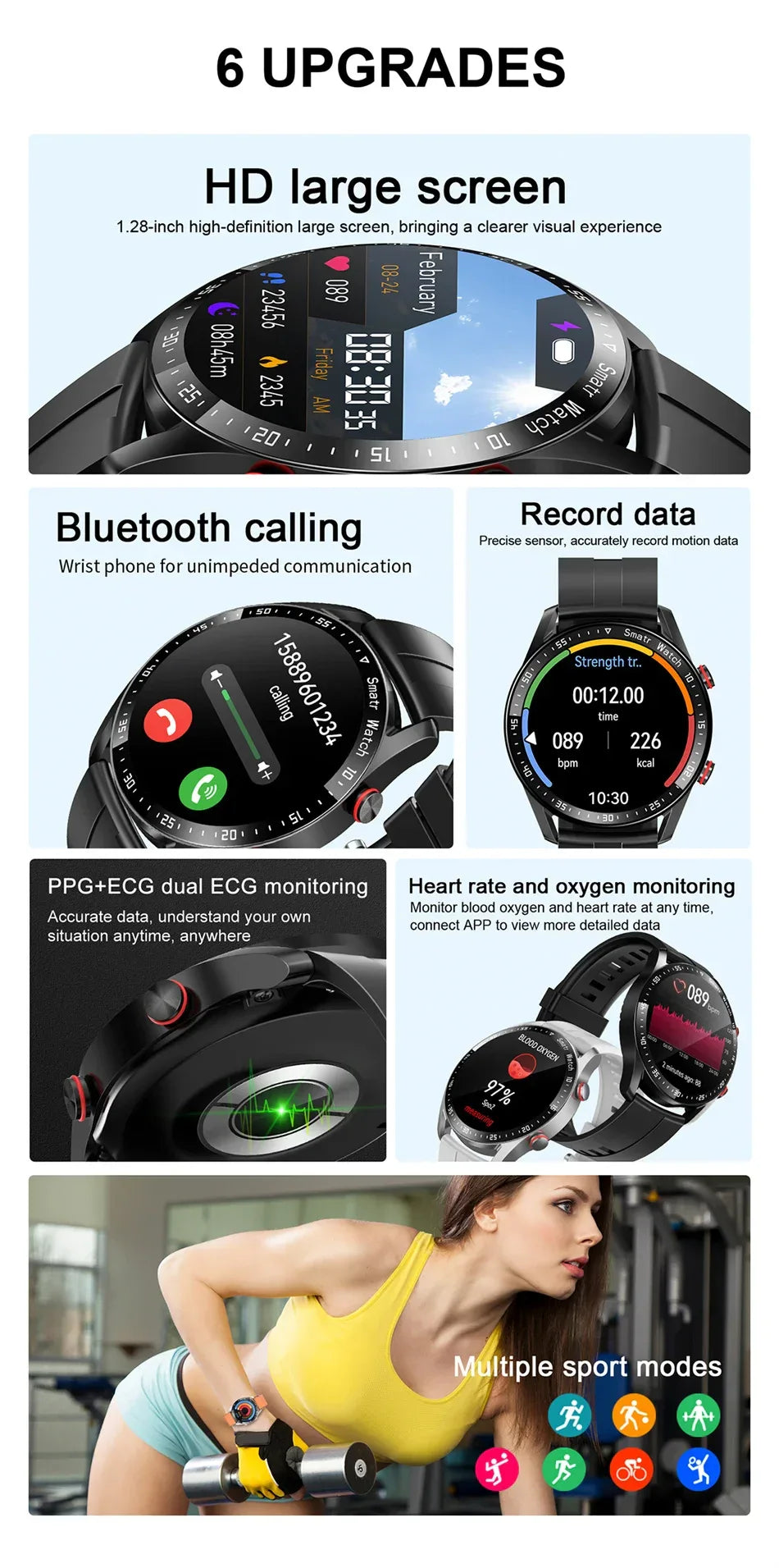 2026 New Voice Call Smart Watch Men GT Series HD AMOLED Screen Heart Rate Sports Watch ECG+PPG Health Smartwatch For Android IOS