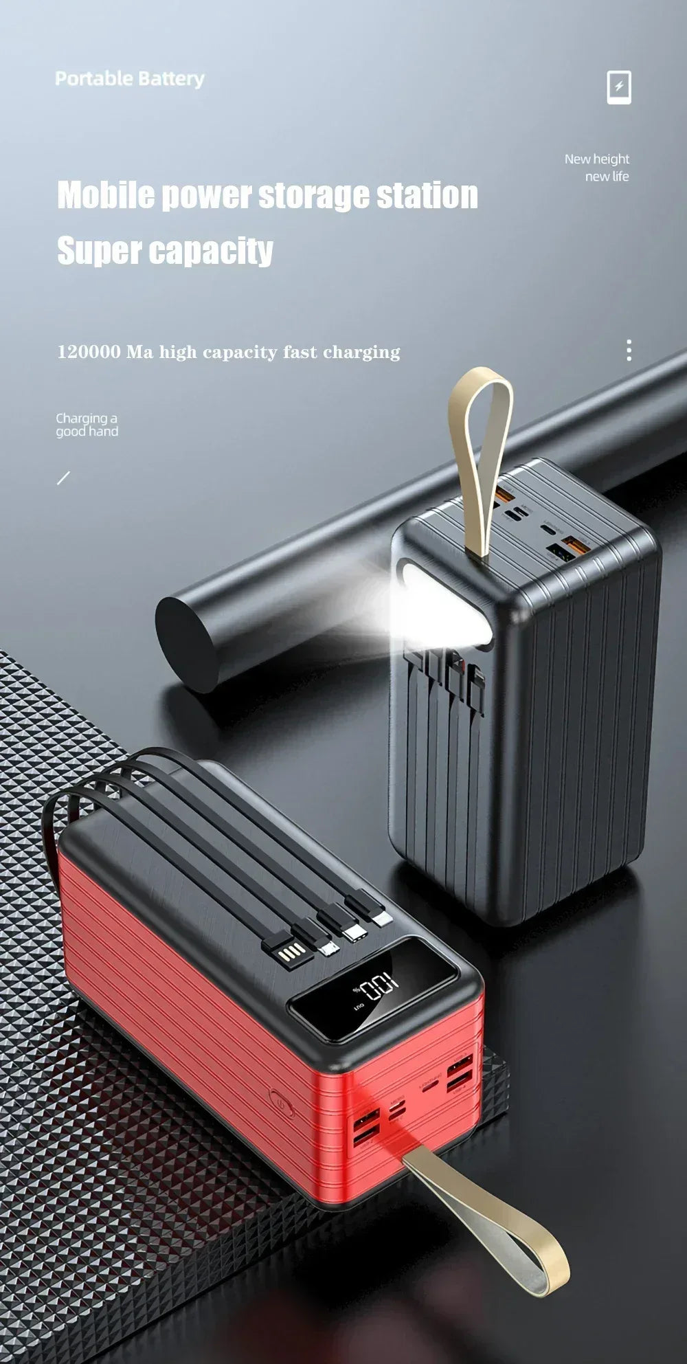KEPAH 20W 5V3A 120000mAh Power Bank Portable Fast Charging External Battery Charger 120Ah Powerbank For iPhone Xiaomi mi