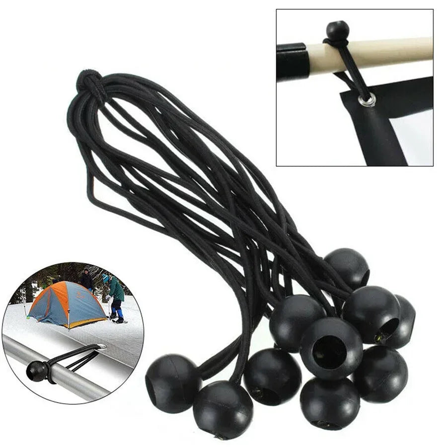 50/10pcs Bungee Ball Tarps Canvas Tarpaulin Flagpole Ties Cord Ends Elastic Rope Lace Fixed Boat Pole Camping Tent Accessories