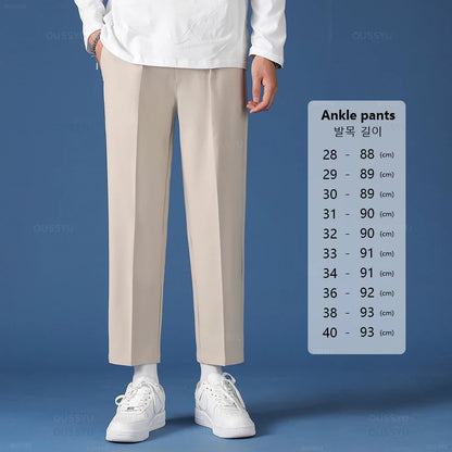 All Seasons New Smooth Pendulous Suit Pants Men Business Long Trousers Korean Formal Ankle Length Pant Male Plus Size 40