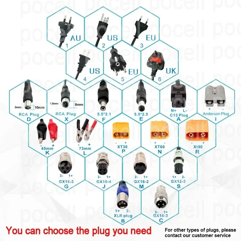 10 - 93V Adjustable Charger 3- 20A for 18650 LiFePO4 Lithium ion Battery 14.6V 16.8V 58.4V 54.6V 87.6V 84V 71.4V 58.8V 29.2V 20A