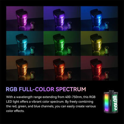 TTARTISAN RGB BI Fill Light Video Light Magnetic Mount Reteo Film Style Mini LED Light 0.5W 3000/4500/6000K CRI 95+ 300mAh TT