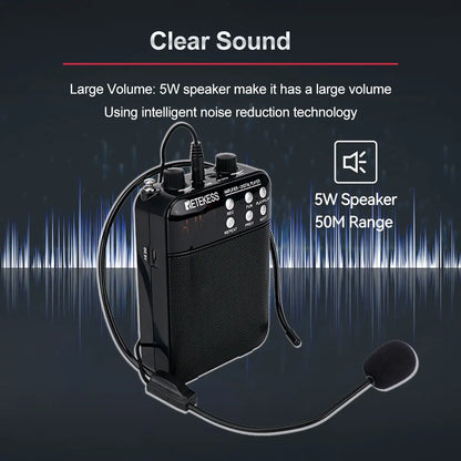 Retekess TR619 Megaphone Portable 3W FM Recording Voice Amplifier Teacher Microphone Speaker Mp3 Player FM Radio for Tour Guide