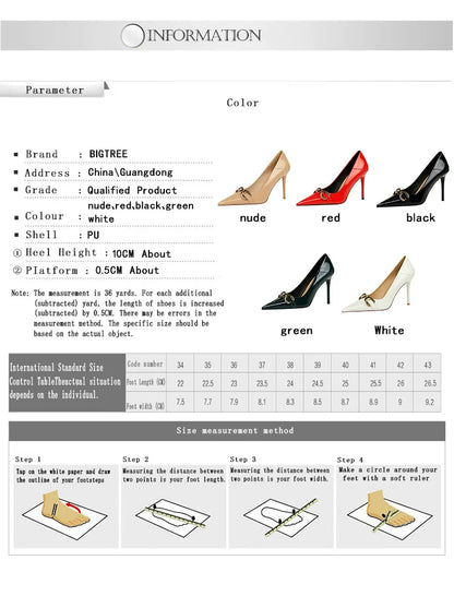 Luxury Design Women 10cm High Heels Metal Buckle Green Pumps Lady Plus Size Wedding Stiletto Heels Party Nude Replica Prom Shoes