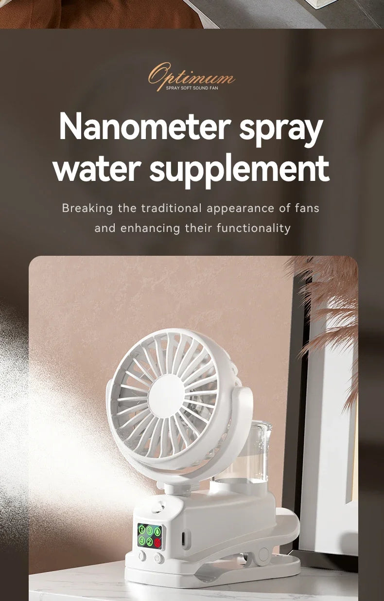 Refrigerating Clip Spray Fan USB Rechargeable Office Dormitory Outdoor Multi-Functional Desktop Clip Fan Moisturizing