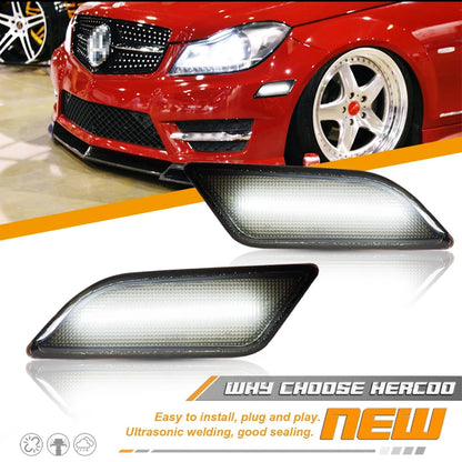Amber/White LED Car Front Bumper Side Marker Turn Signal Lights For 2012-2014 Mercedes Benz W204 LCI C250 C300 C350 Sedan/Coupe