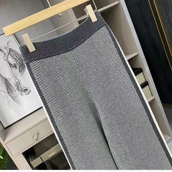 Women Drawstring Wide Leg Warm Thick Knit Pants Fall Winter Loose Casual Straight  Korean Harajuku High Waist Trousers R94