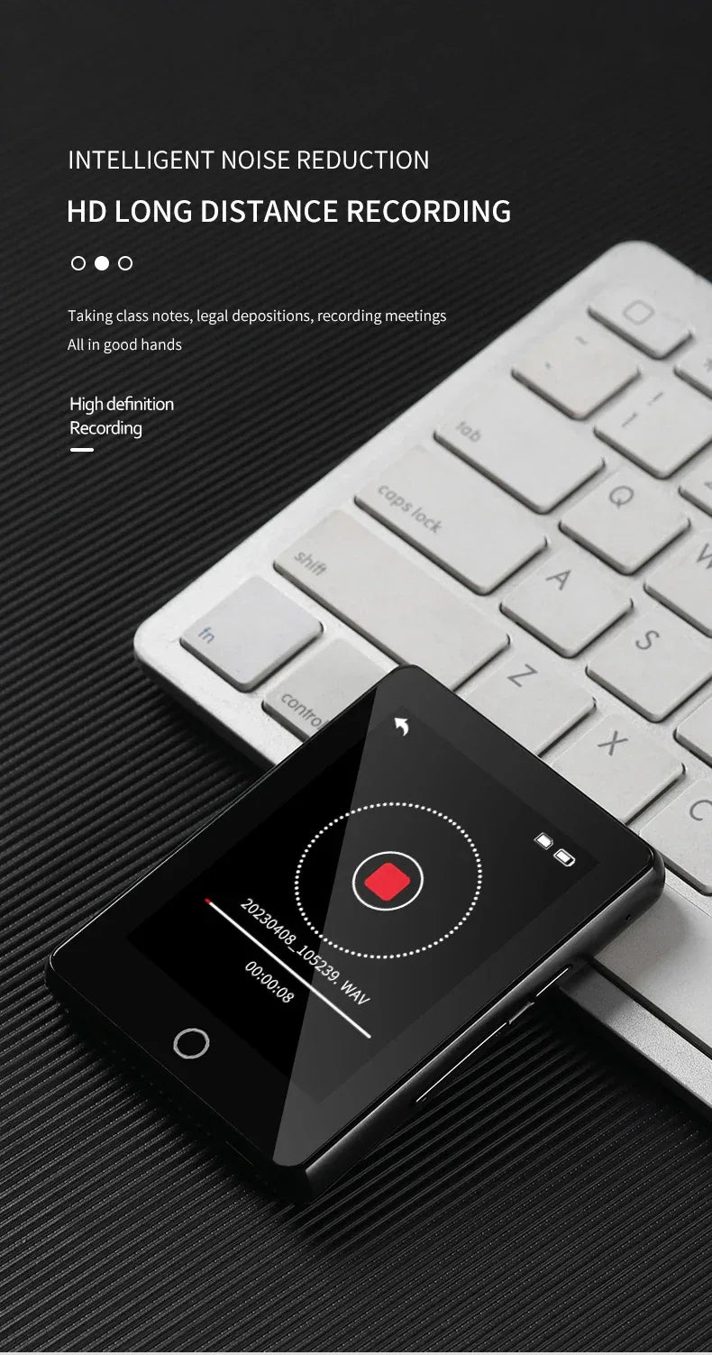 Metal Full Screen 3.0-inch MP3 Music Player Bluetooth 5.0 External Play Mini Portable Walkman/FM/eBook/Recorder MP4 Touch Screen
