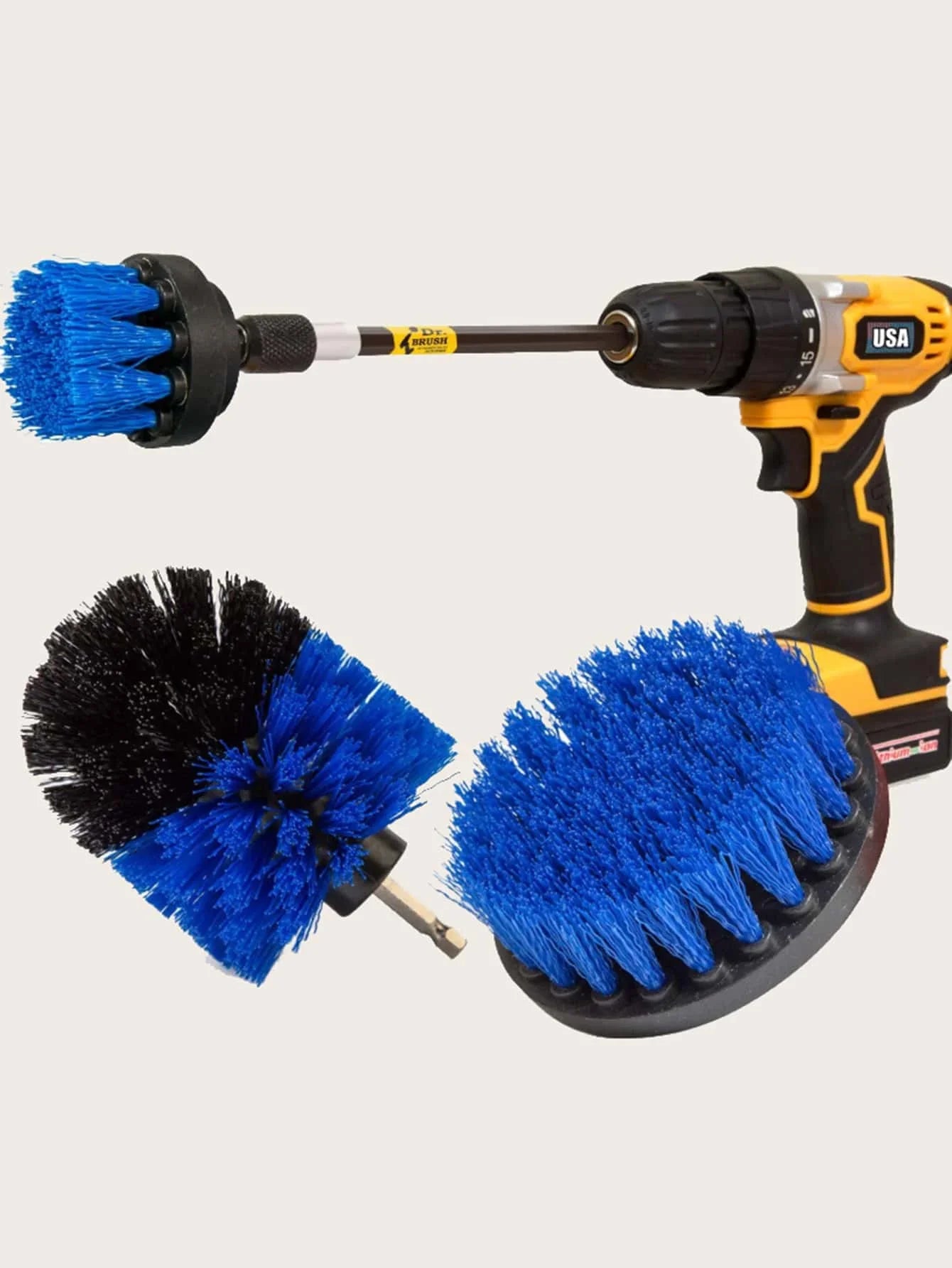 3Pcs/Set Electric Scrubber Brush Drill Brush Kit Plastic Round Cleaning Brush for Carpet Glass Car Tires Nylon Brushes