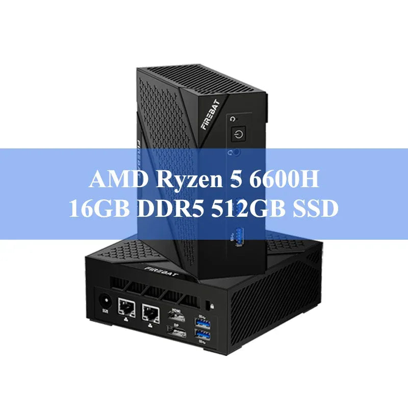 FIREBAT MINI PC AM02 AMD Ryzen 5 6600H 16GB DDR5 RAM 512GB SSD WIFI6 BT5.2 Windows11 Portable Desktop Computer Network port HDMI