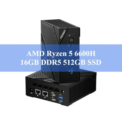 FIREBAT MINI PC AM02 AMD Ryzen 5 6600H 16GB DDR5 RAM 512GB SSD WIFI6 BT5.2 Windows11 Portable Desktop Computer Network port HDMI