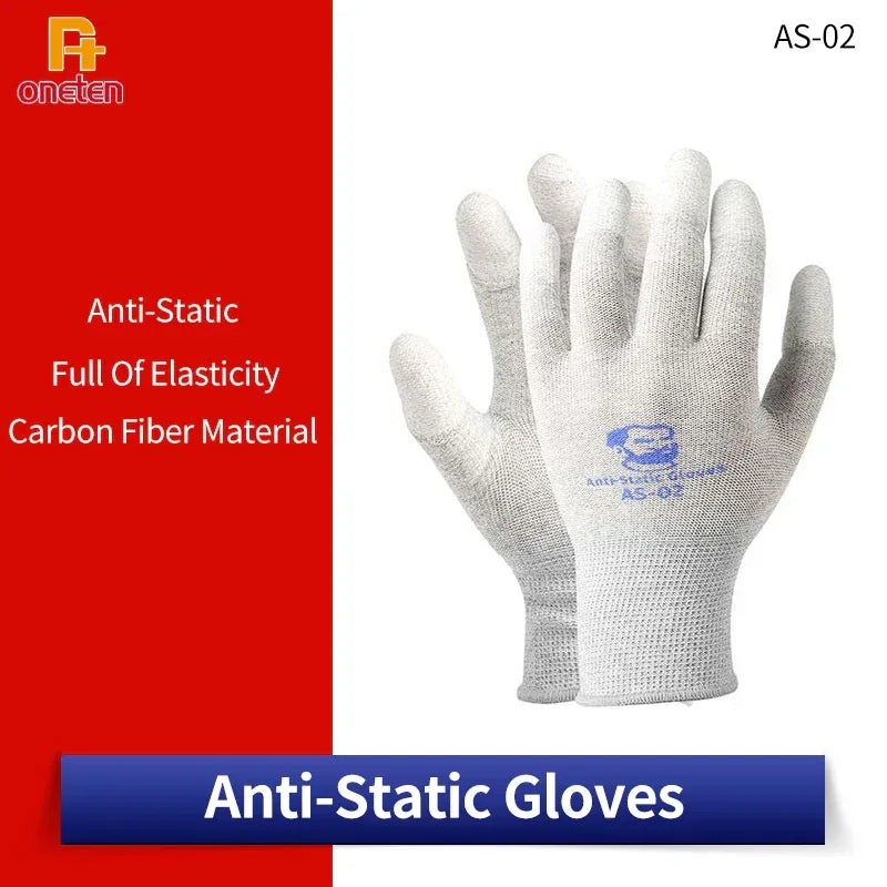 MECHANIC AS-02 Anti-static Gloves PU Coating Fibre Non-Slip Electricity Proof For Electronic Work Protective Gloves L/M size