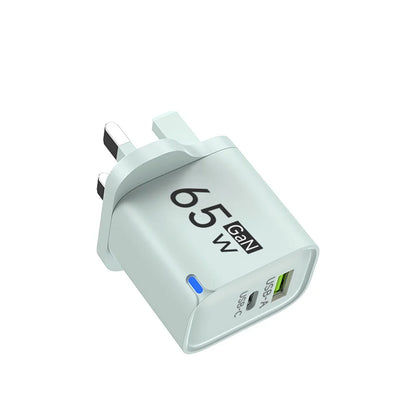 GaN 65W USB C Charger 3 Ports Quick Charge 3.0 QC3.0 Fast Charger Travel Wall Adapter for iPhone Samsung Xiaomi Huawei EU UK US