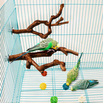1Pc Pet Standing Stick Wild Grape Wood Pole Parrot Cockatiel Parakeet Station Board Bite Claw Grinding Toy Bird Cage Accessories