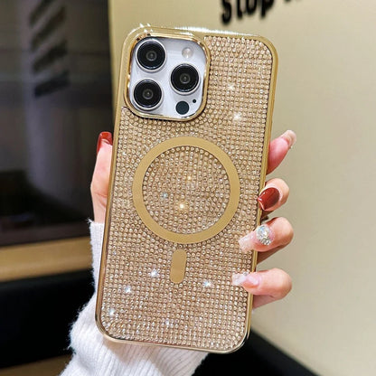 Luxury Diamond For Magsafe Case for iPhone 15 16 17 Pro Max Plus Bling Shinny Magnetic Cover for iPhone 11 12 13 14 Pro Max