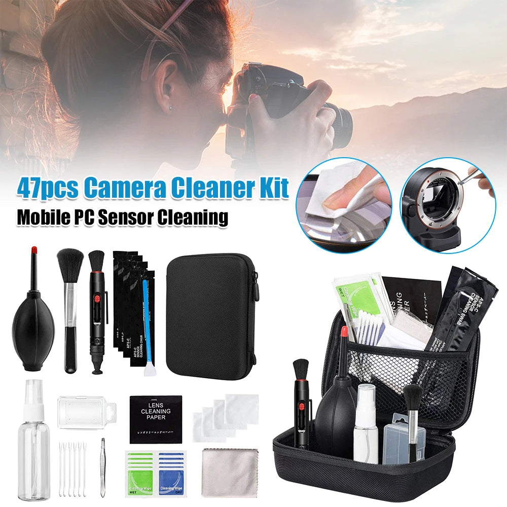 47pcs Camera Cleaner Kit DSLR Lens Digital Camera Sensor Cleaning for Mobile PC
