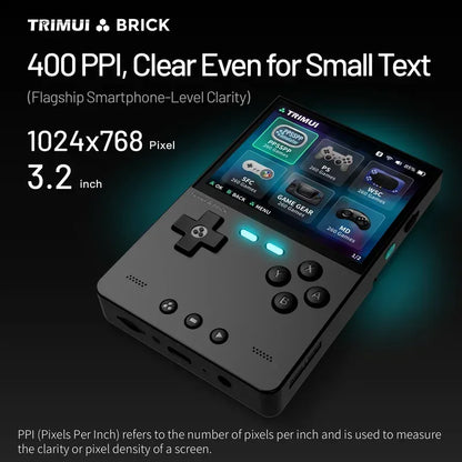 TRIMUI BRICK Handheld Game Console 3.2'' IPS Screen Linux System Trimui UI Metal Back Panel LED Lighting Retro Video Console