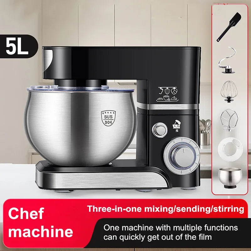 5L Stand Mixer – 3-in-1 Multifunctional Kitchen Machine with Dough Hook, Beater & Whisk,1000W Powerful Motor for Baking/Cooking
