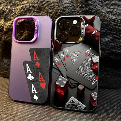 Poker For iphon 16 15 Plus X XR XS Max 11 12 13 Pro 16 Pro Max X XR XS Shockproof Ultra-Thin Hard Cover Protective Phone Case