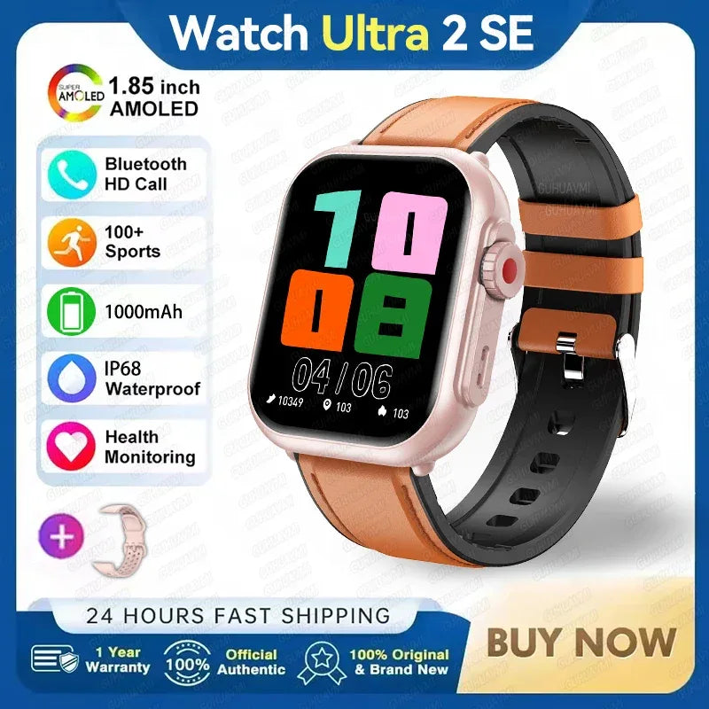 Watch Ultra 2 SE Men Women 1000mAh AMOLED Heart Rate 100+Sport Bluetooth Call GPS Track Waterproof Smart Watch For IOS Android