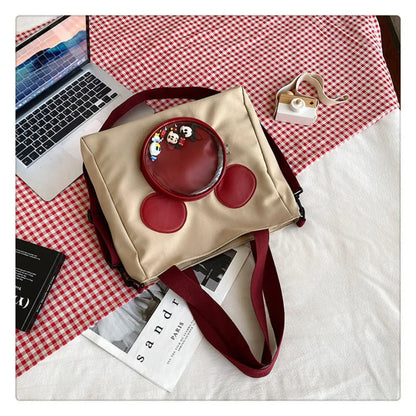Cute Cartoon Mickey Portable Tote Fashion Canvas Outside To Carry Shopping Bags Tide Shoulder Diagonal Bag