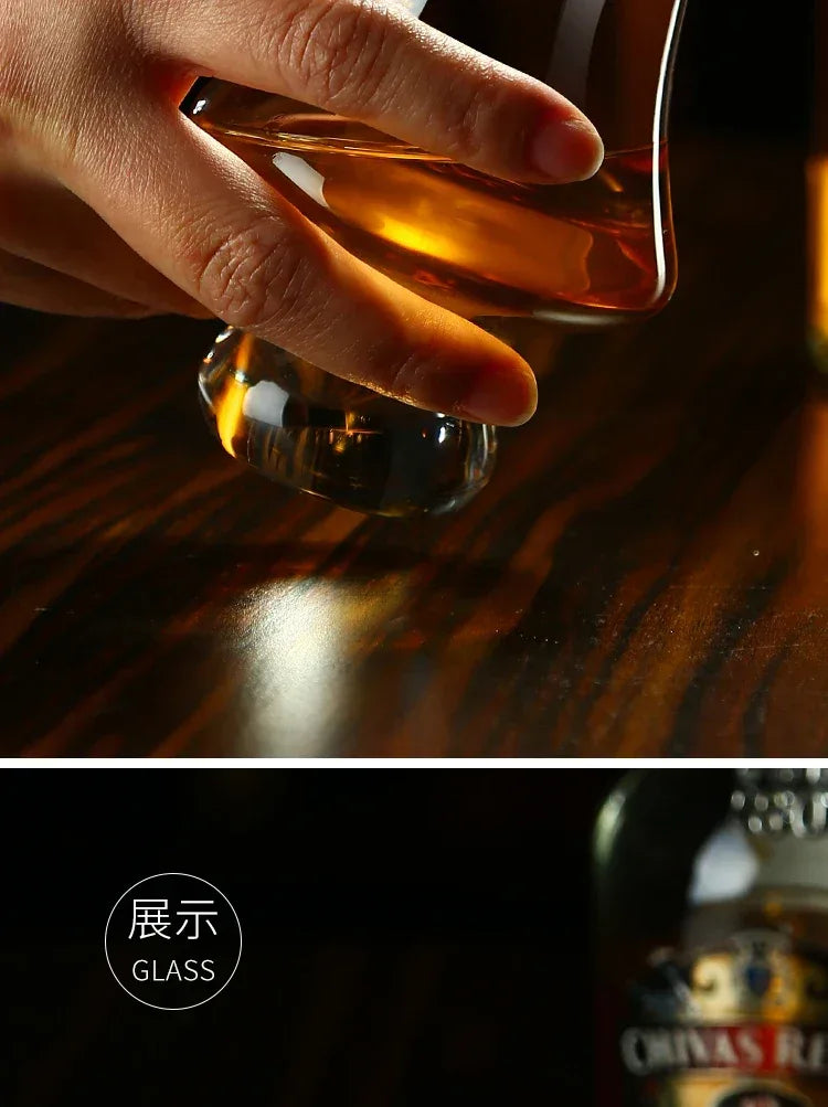 Crystal Whiskey Glass Handmade Tulip Design Big Belly Cognac Tasting Cup For Scotch Bourbon Barware Home Bar Gift Set