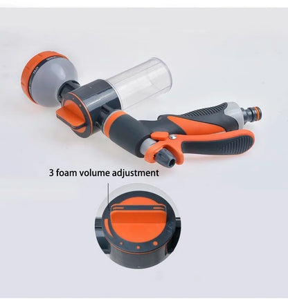 8 Function Foam Lance Water Gun High Pressure Nozzle Jet Garden Car Water Washer Sprayer With Foam Pot Cleaning Car Wash Tool